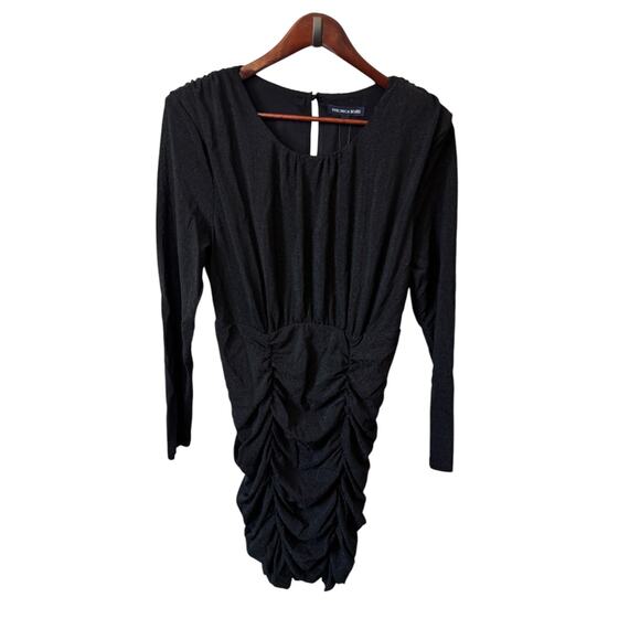 VERONICA BEARD NWT Jeremiah Long-Sleeve Ruched Mini Dress Black Size Large $298 - Picture 2 of 8